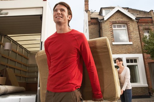 Removal van and moving boxes for a Bexley house move