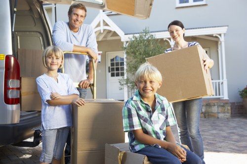 Moving boxes and furniture loaded into a removal truck for a Bexley move