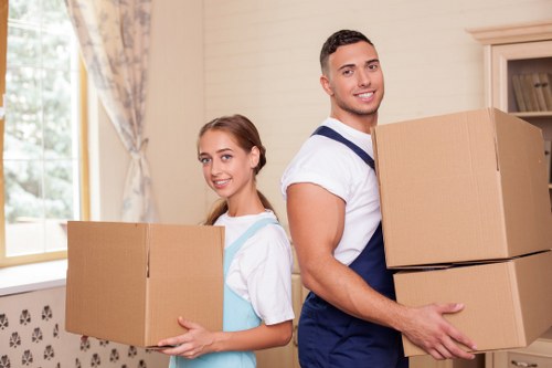 Packed boxes and furniture ready for moving day