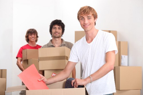 Commercial furniture and equipment being prepared for relocation