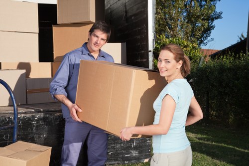 Moving van loading furniture from a Bexley home with access challenges